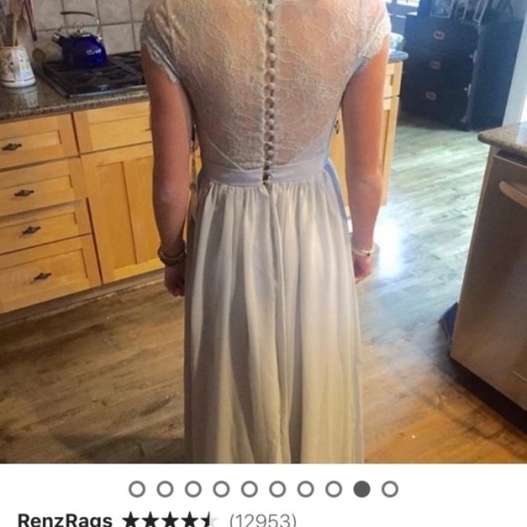 Gray Lace Tea Length Dress, Cap Sleeve Alterations - Picture 4 of 8